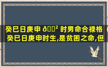 癸巳日庚申 🌲 时男命合禄格（癸巳日庚申时生,是贫困之命,但也可以合禄格论）